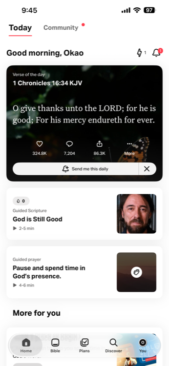 Grace Haven mobile app home screen